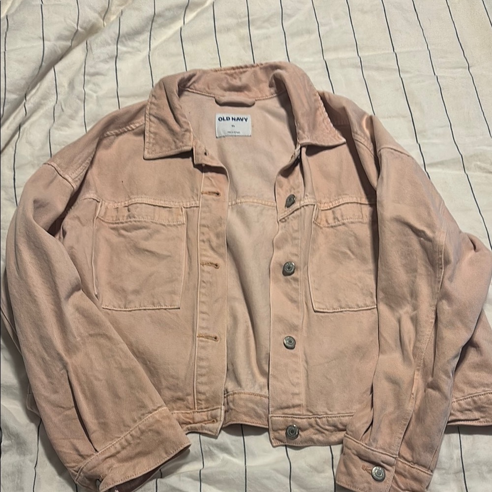 Old Navy Pink Jean Jacket Cropped Casual